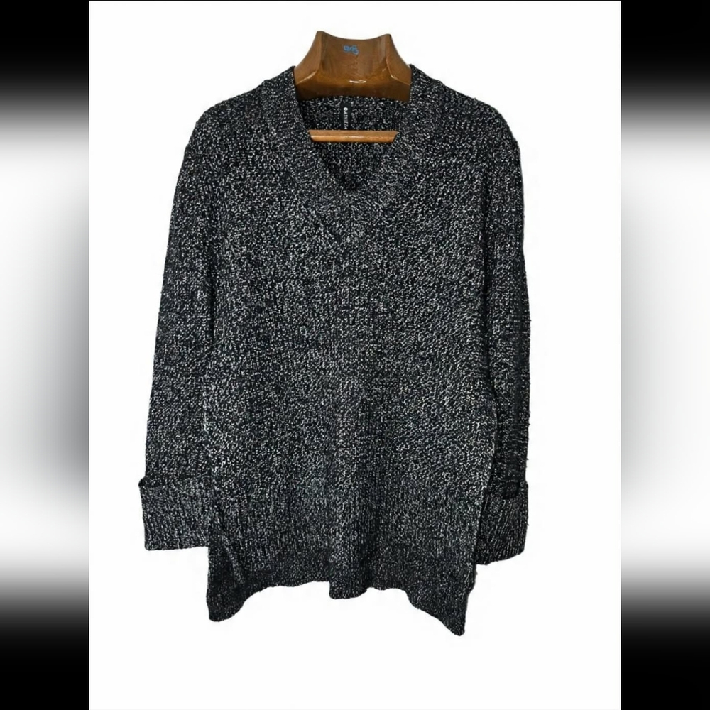 Athleta Shasta V-Neck Sweater Side Slits Athleisure Moto Grunge